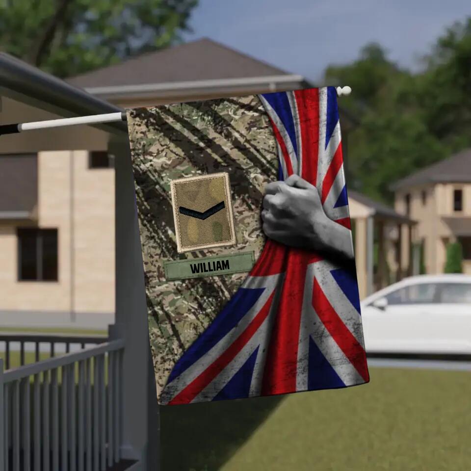 Personalized British Soldier/Veteran House Flag Printed 23JAN-DT18