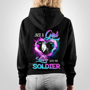 Personalized Just a girl in love with her Soldier Hoodie printed QTDT2901