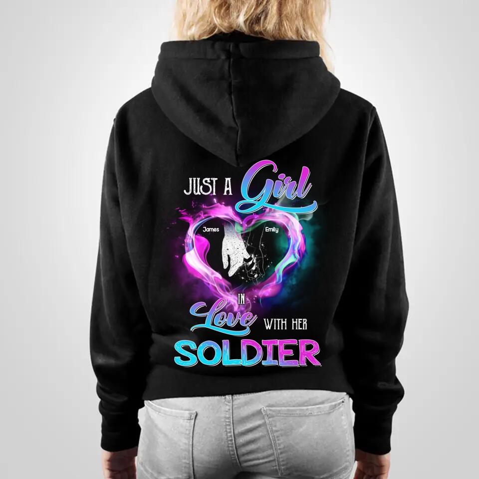 Personalized Just a girl in love with her Soldier Hoodie printed QTDT2901