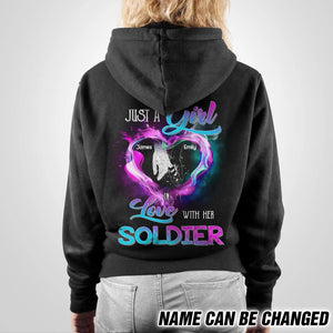 Personalized Just a girl in love with her Soldier Hoodie printed QTDT2901