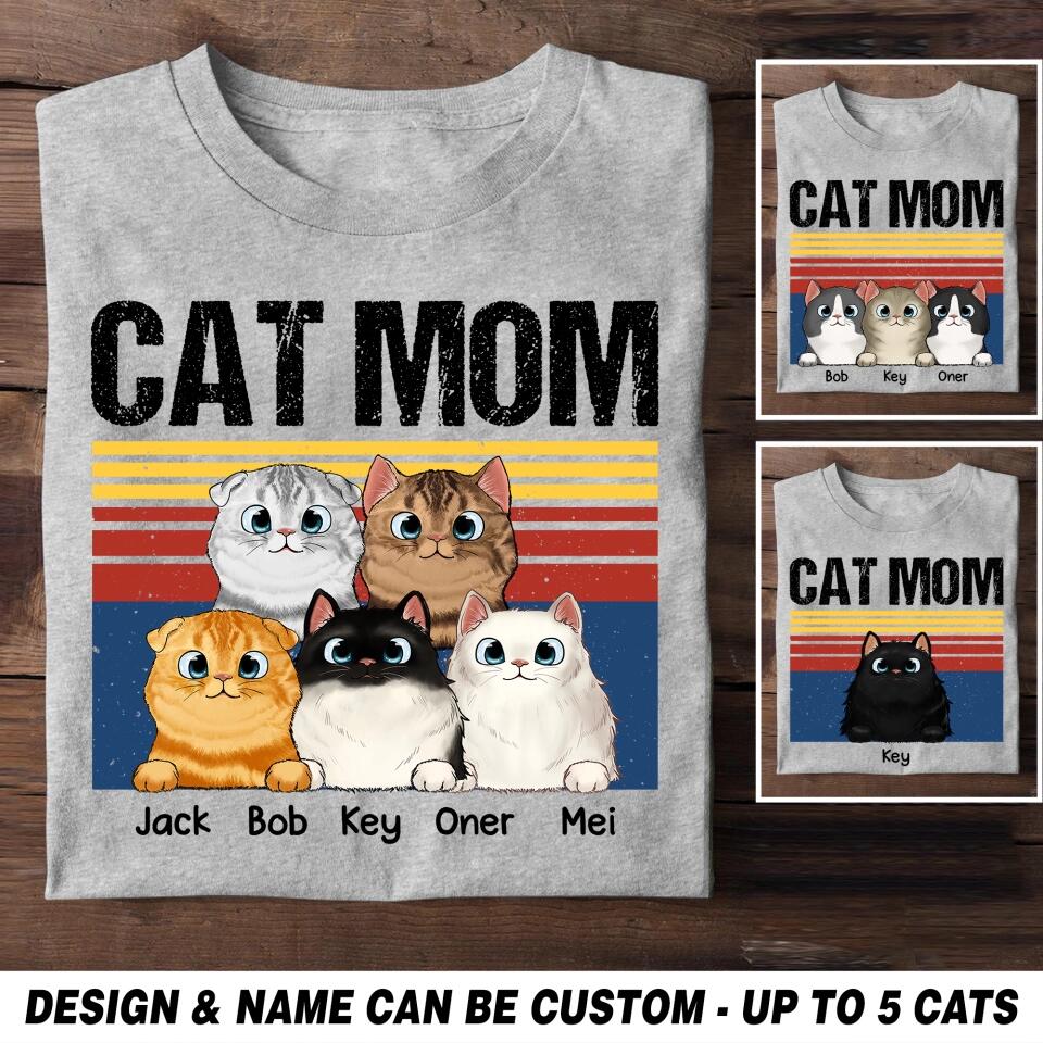 Personalized Cat Mom Tshirt Printed 23JAN-HQ29