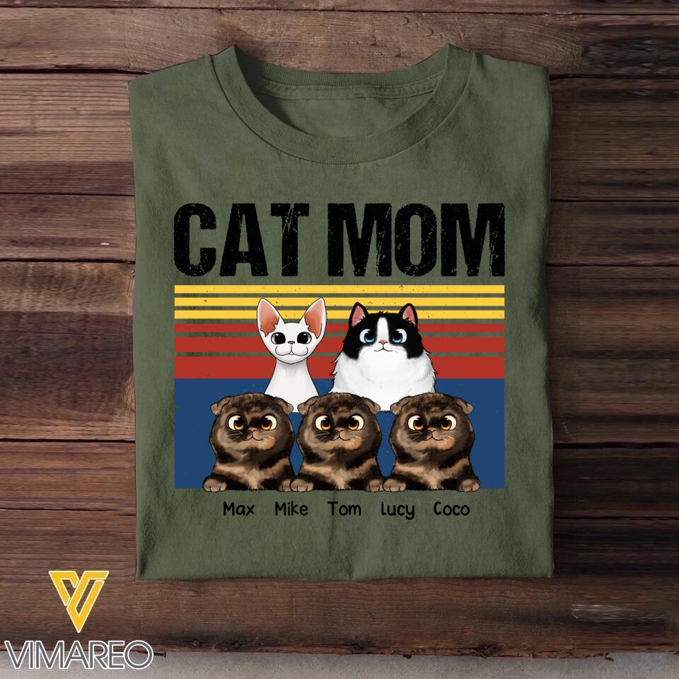 Personalized Cat Mom Tshirt Printed 23JAN-HQ29
