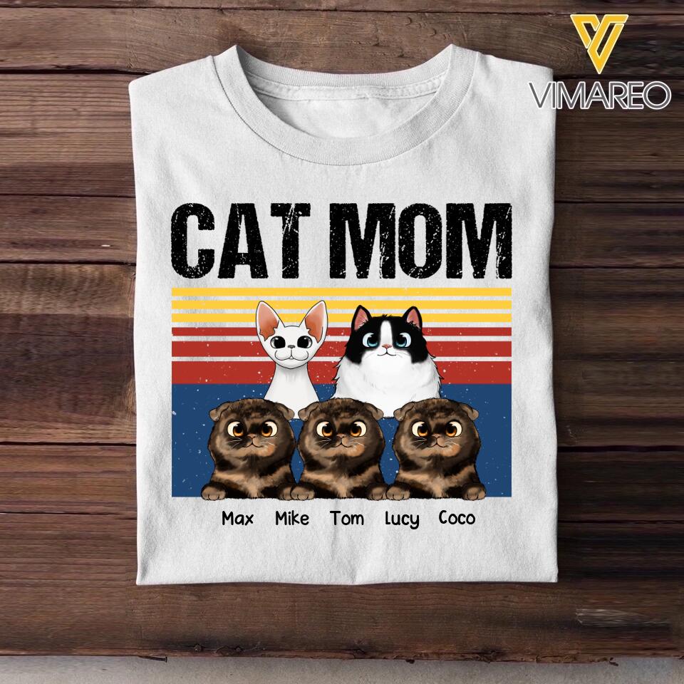 Personalized Cat Mom Tshirt Printed 23JAN-HQ29