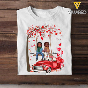 Personalized Red Car & Couple Valentine Gift Tshirt Printed 23JAN-VD29