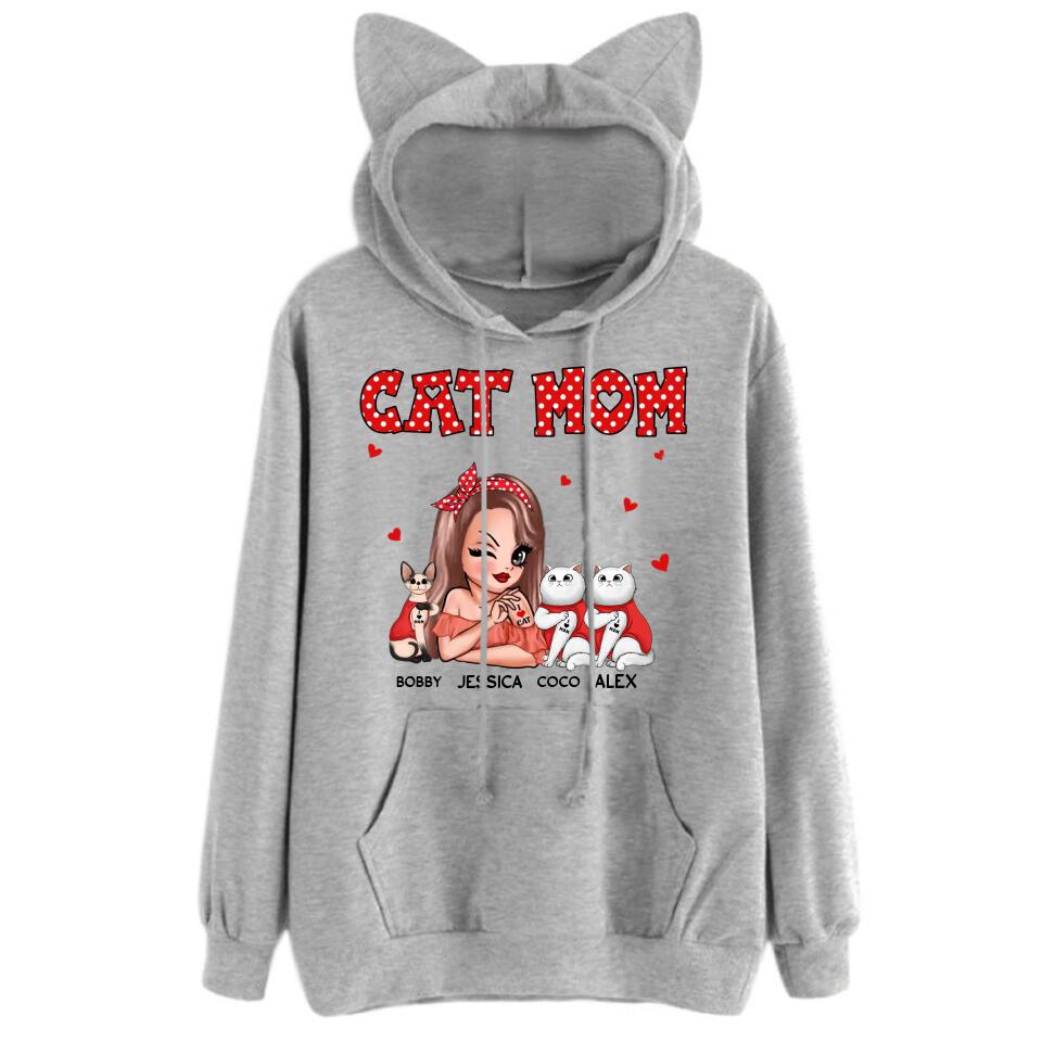 Personalized Cat Mom Hoodie Printed 23JAN-VD29