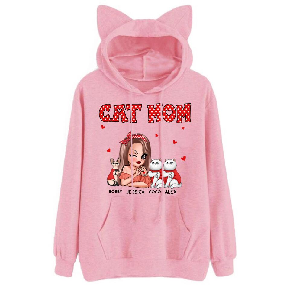 Personalized Cat Mom Hoodie Printed 23JAN-VD29