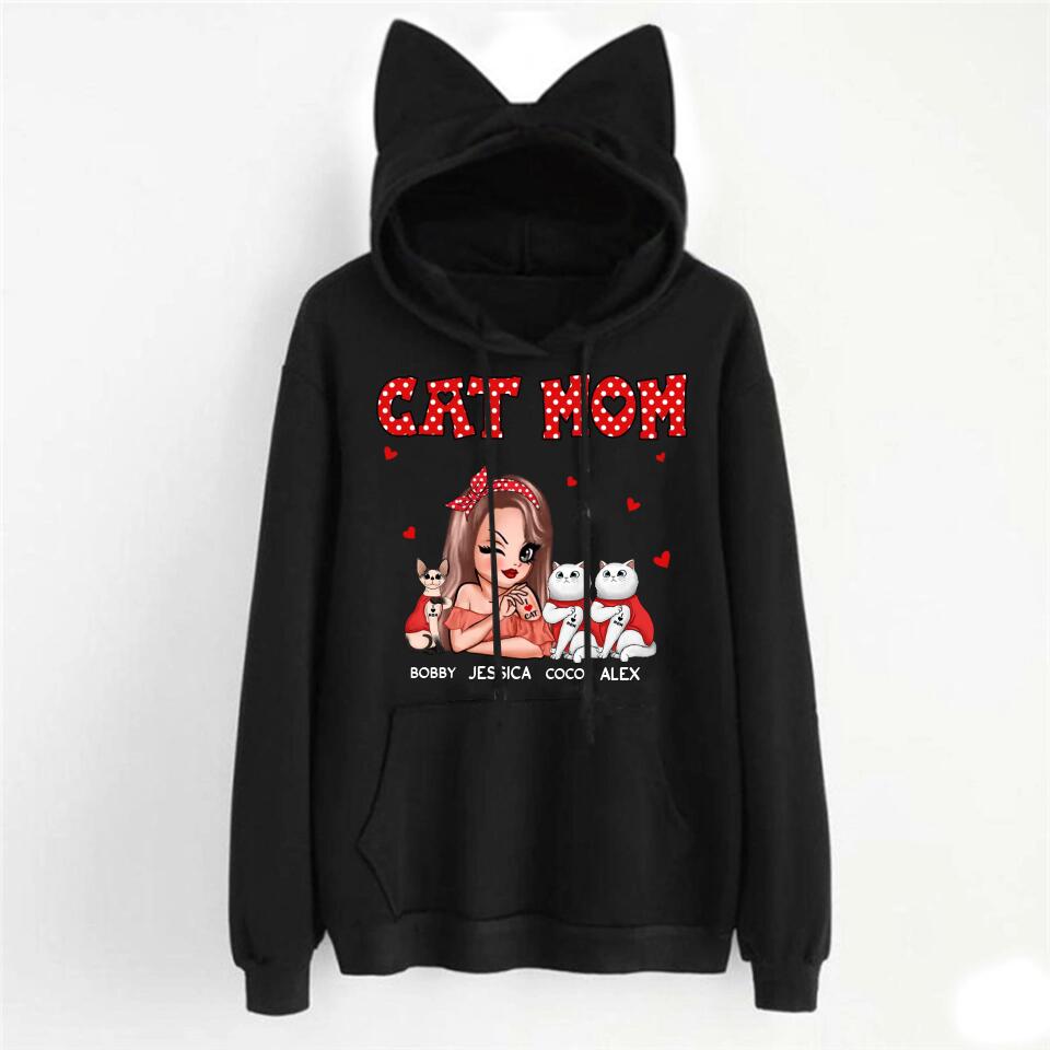 Personalized Cat Mom Hoodie Printed 23JAN-VD29