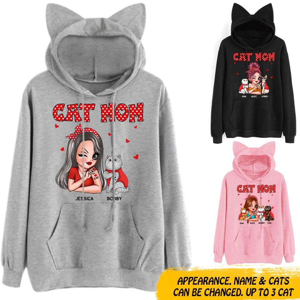 Personalized Cat Mom Hoodie Printed 23JAN-VD29