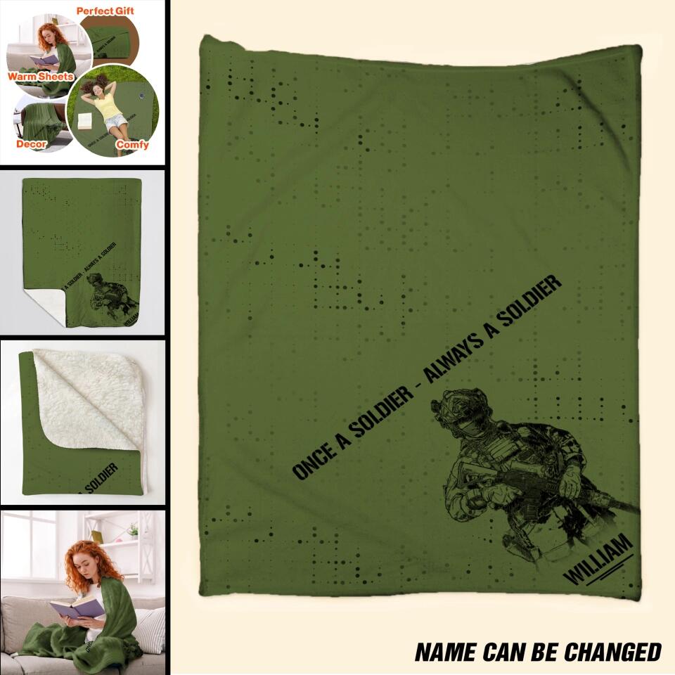Personalized Once A Soldier Always A Soldier Quilt Blanket Printed 23JAN-DT30