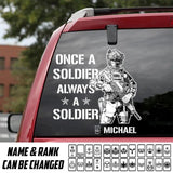 Personalized  Once A Soldier Always A Soldier Bristish Soldier/Veteran Decal Printed 23JAN-VD30