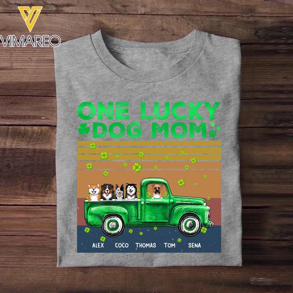 Personalized One Lucky Dog Mom Tshirt Printed 23JAN-HQ31