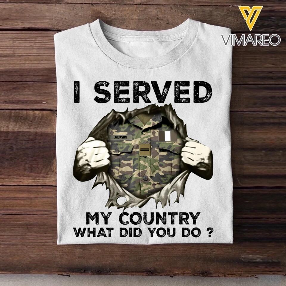 Personalized French Soldier/ Veteran I Served My Country What Did You Do Printed Tshirts 23JAN-HQ31