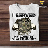 Personalized French Soldier/ Veteran I Served My Country What Did You Do Printed Tshirts 23JAN-HQ31