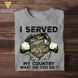 Personalized French Soldier/ Veteran I Served My Country What Did You Do Printed Tshirts 23JAN-HQ31