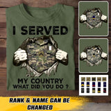 Personalized French Soldier/ Veteran I Served My Country What Did You Do Printed Tshirts 23JAN-HQ31
