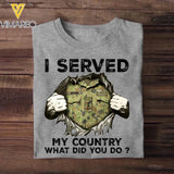 Personalized Australian Soldier/ Veteran I Served My Country What Did You Do Printed Tshirts 23JAN-HQ31