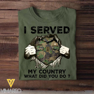 Personalized Swiss Soldier/ Veteran I Served My Country What Did You Do Printed Tshirts 23JAN-HQ31