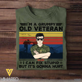 Personalized I'm A Grumpy Canadian Old Veteran I Can Fix Stupid Rank Camo Printed Tshirts 23FEB-HQ01