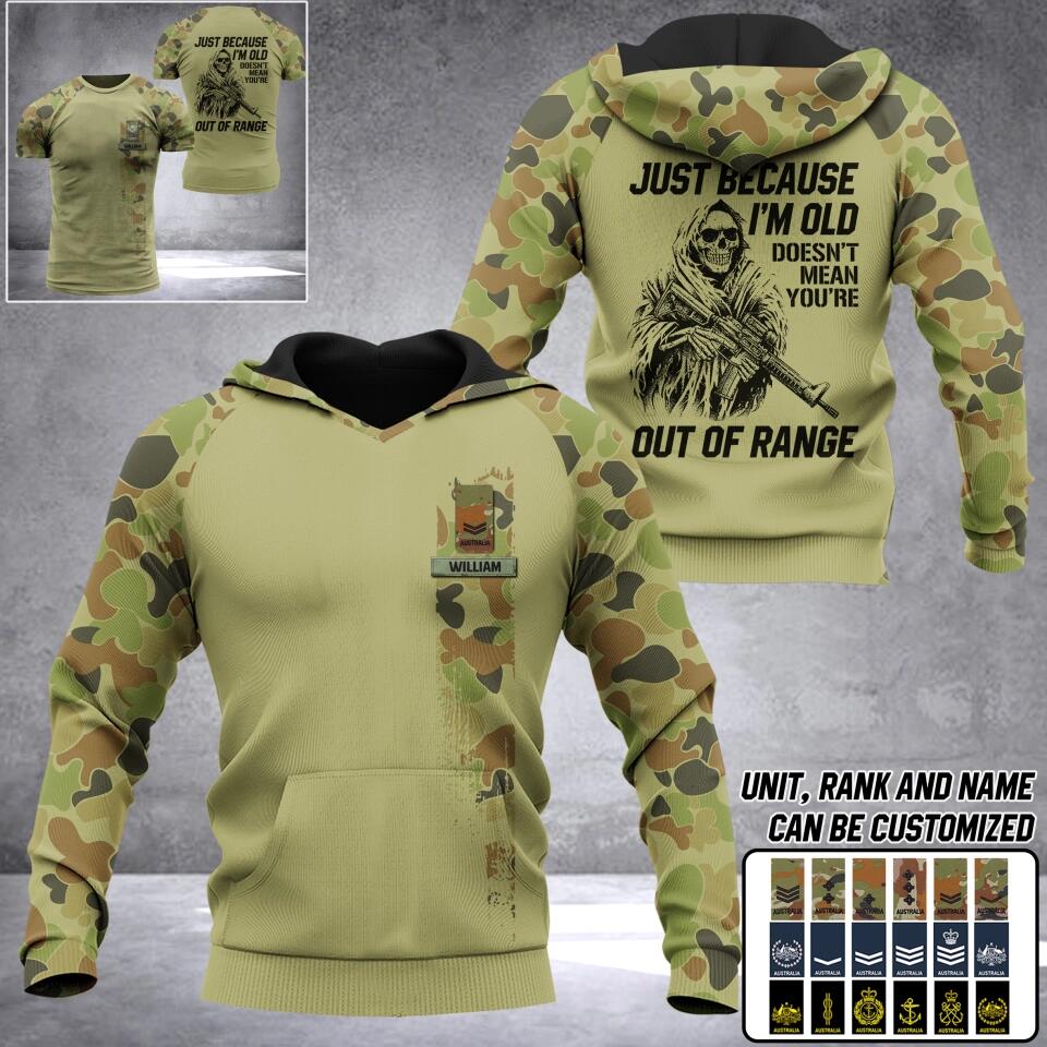 Personalized Australian Solider/ Veteran With Name and Rank Camo Hoodie 3D Printed QTDT0202
