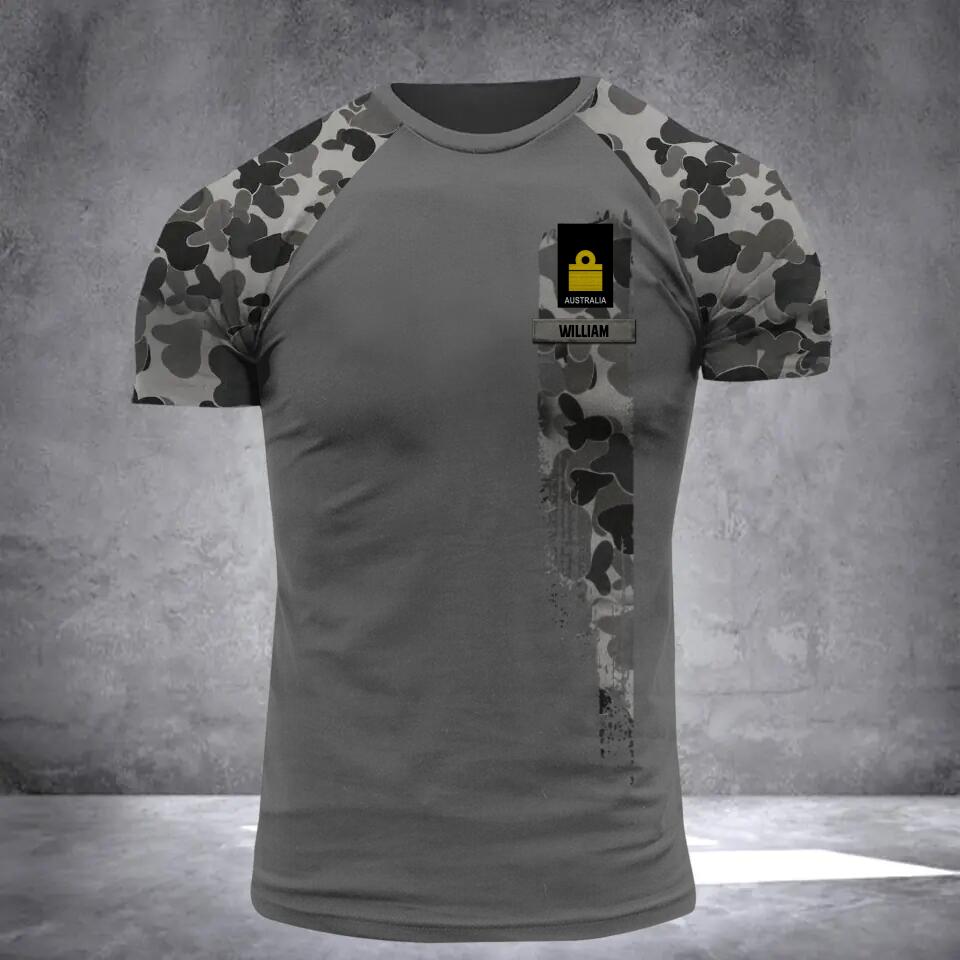 Personalized Australian Veteran/ Soldier  Rank Camo 3D Printed Tshirt QTDT0202