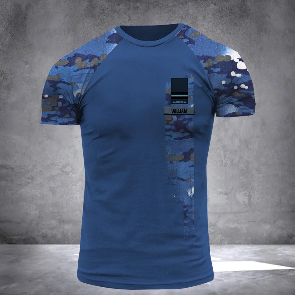 Personalized Australian Veteran/ Soldier  Rank Camo 3D Printed Tshirt QTDT0202