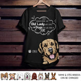Personalized Never Underestimate An Old Lady Who Loves Dogs And Was Born In June Tshirt Printed QTDT0202