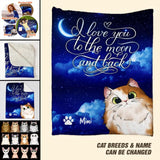 Personalized I Love You To The Moon And Back Cat Lovers Quilt Blanket Printed QTDT0302