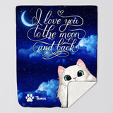 Personalized I Love You To The Moon And Back Cat Lovers Quilt Blanket Printed QTDT0302