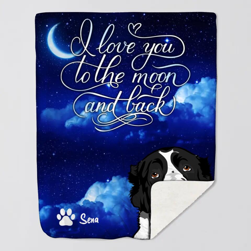Personalized I Love You To The Moon And Back Dog Lovers Quilt Blanket Printed QTDT0302