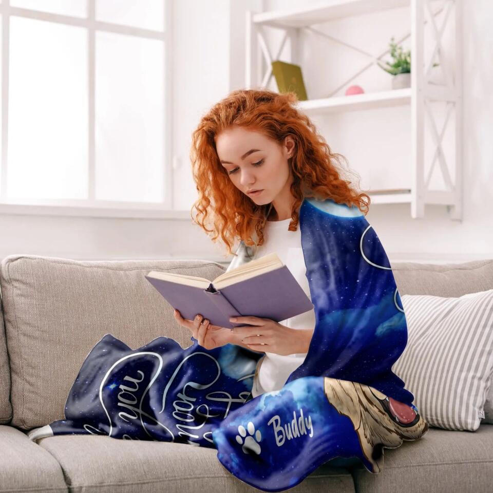 Personalized I Love You To The Moon And Back Dog Lovers Quilt Blanket Printed QTDT0302