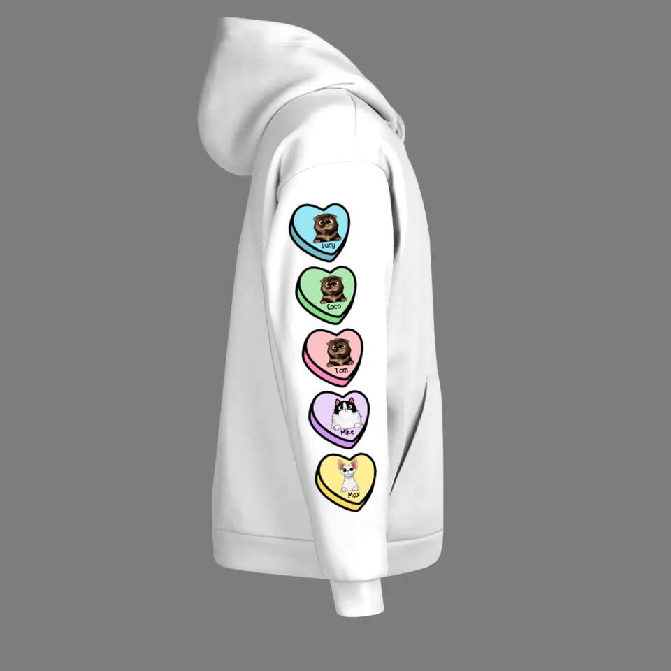 Personalized This Cat Mom Wears Her Heart On Her Sleeve Hoodie or Sweater 3D Printed QTVQ3001