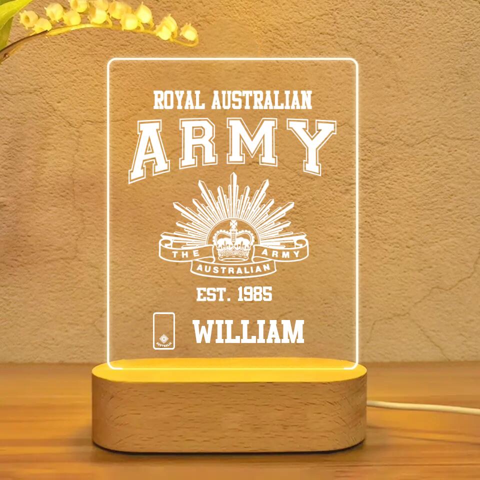 Personalized Royal Australian Soldier/ Veteran Rank Led Lamp Printed QTDT1201