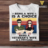 Personalized Being A Wife Is A Choice Being A Canadian Veteran's Wife Is A Privilege Rank Camo Printed Tshirts 23FEB-HQ04