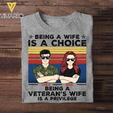 Personalized Being A Wife Is A Choice Being A Canadian Veteran's Wife Is A Privilege Rank Camo Printed Tshirts 23FEB-HQ04