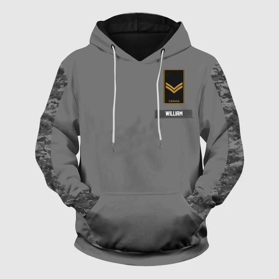 Personalized Canadian Solider/ Veteran With Name and Rank or Flag Camo Hoodie 3D Printed QTHQ0402