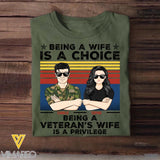 Personalized Being A Wife Is A Choice Being A Norwegian Veteran's Wife Is A Privilege Rank Camo Printed Tshirts 23FEB-HQ04