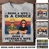 Personalized Being A Wife Is A Choice Being A Norwegian Veteran's Wife Is A Privilege Rank Camo Printed Tshirts 23FEB-HQ04