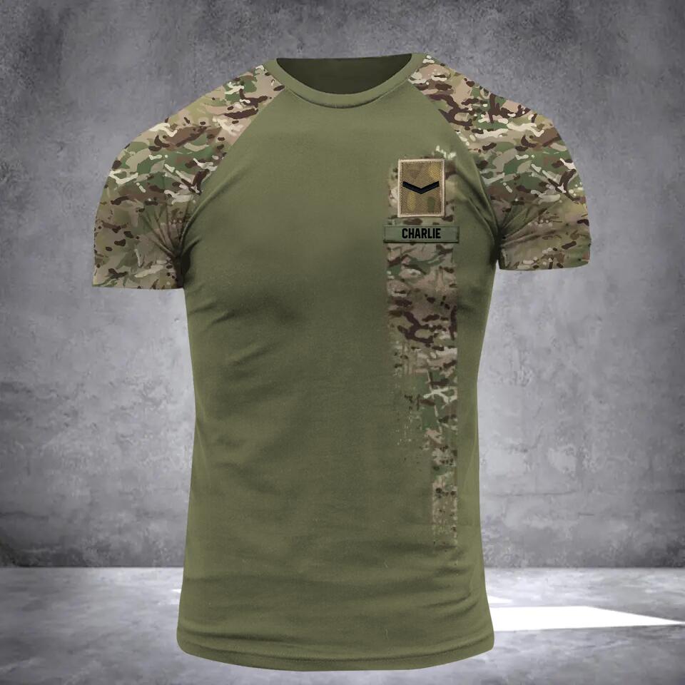 Personalized UK Solider/ Veteran One A Soldier Always A Soldier  Camo With Name and Rank Hoodie Or Tshirt 3D Printed QTDT0602