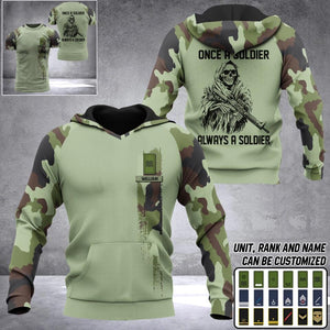Personalized Irish Solider/ Veteran One A Soldier Always A Soldier  Camo With Name and Rank Hoodie Or Tshirt 3D Printed QTDT0602
