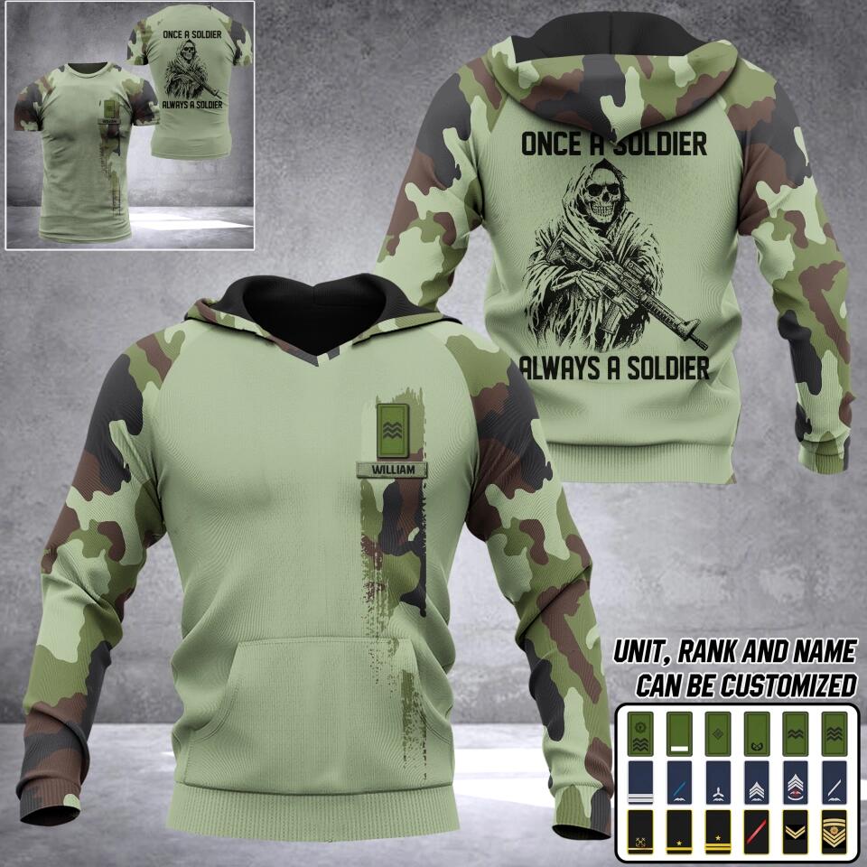 Personalized Irish Solider/ Veteran One A Soldier Always A Soldier  Camo With Name and Rank Hoodie Or Tshirt 3D Printed QTDT0602