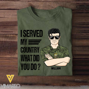 Personalized Canadian Soldier/Veteran I Served My Country What Did You Do Rank Camo Printed Tshirts FEB23-HQ06