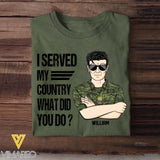 Personalized Canadian Soldier/Veteran I Served My Country What Did You Do Rank Camo Printed Tshirts FEB23-HQ06