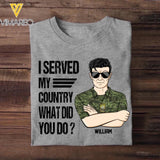Personalized Canadian Soldier/Veteran I Served My Country What Did You Do Rank Camo Printed Tshirts FEB23-HQ06