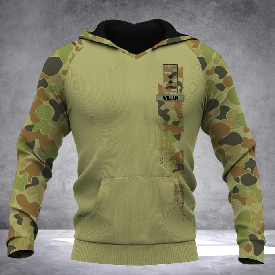 Personalized Australian Solider/ Veteran I Served My Country What Did You Do Name and Rank Camo Hoodie 3D Printed 23FEB-DT06