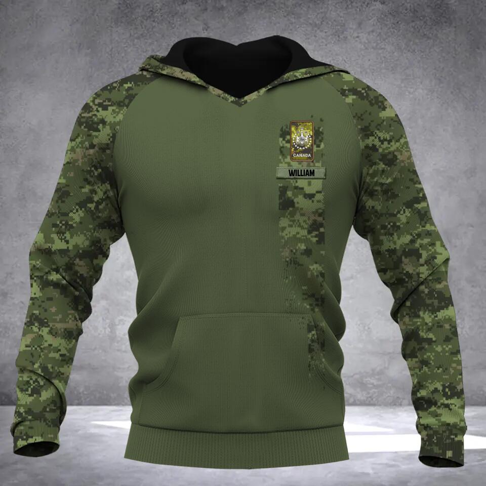 Personalized I Am A Canadian Grumpy Veteran I Fix Stupid Name and Rank Camo Hoodie 3D Printed QTDT0702
