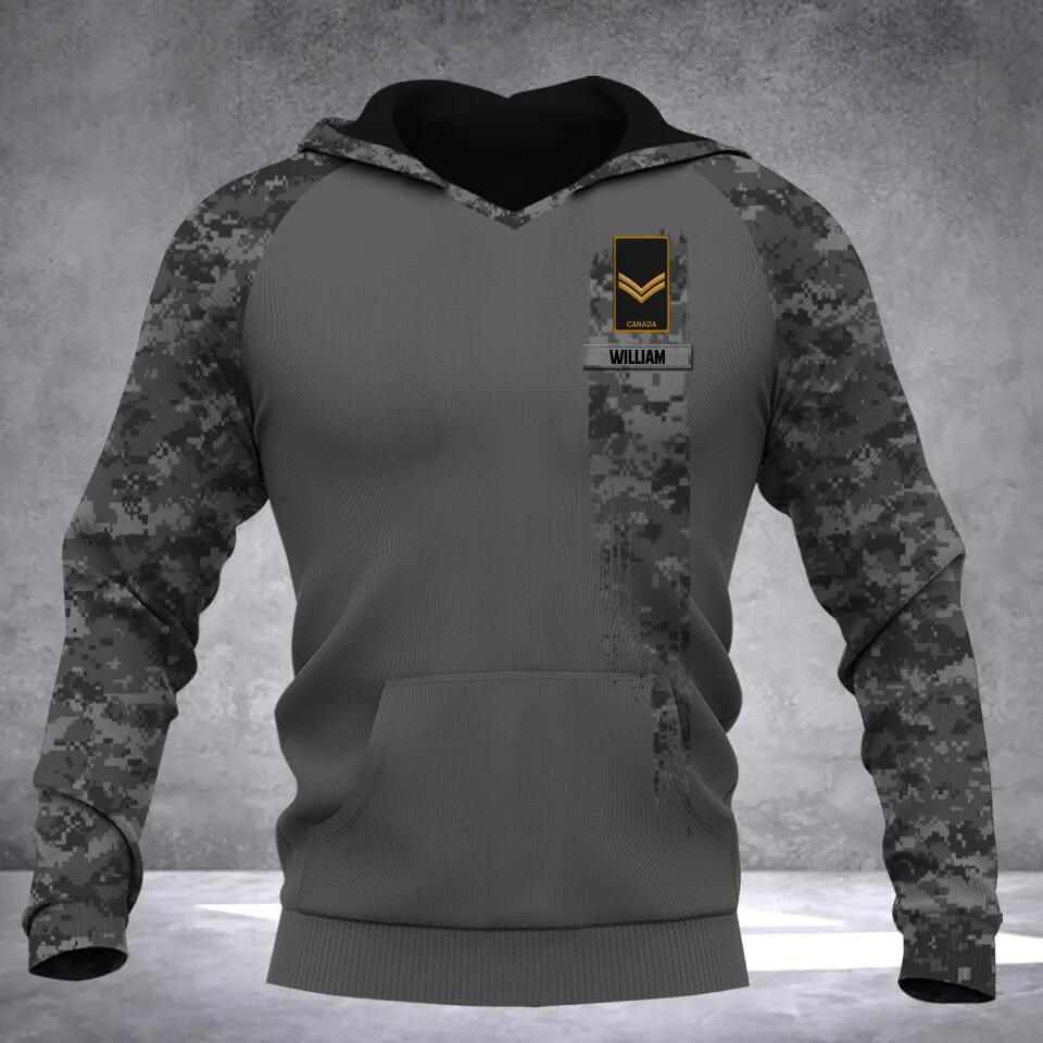 Personalized I Am A Canadian Grumpy Veteran I Fix Stupid Name and Rank Camo Hoodie 3D Printed QTDT0702