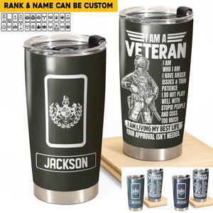 Personalized I am a British Veteran/Soldier Tumbler 20Oz Printed QTDT0802
