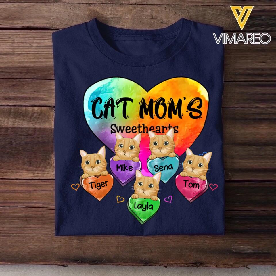 Personalized Cat Mom's Sweethearts Tshirt Printed 23FEB-DT08