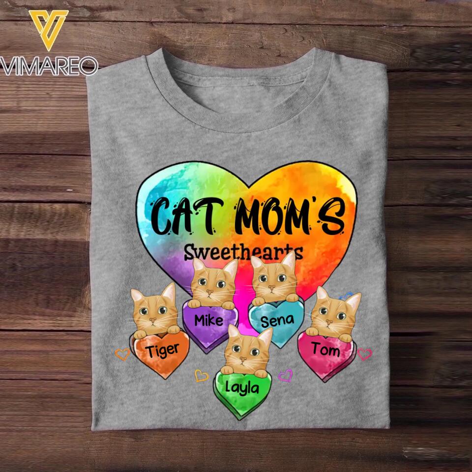 Personalized Cat Mom's Sweethearts Tshirt Printed 23FEB-DT08