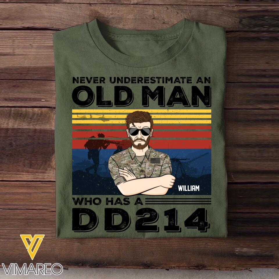 Personalized Never Underestimate An Old Man Who Has A DD241 Us Soldier/ Veteran Tshirt 23FEB-HQ09